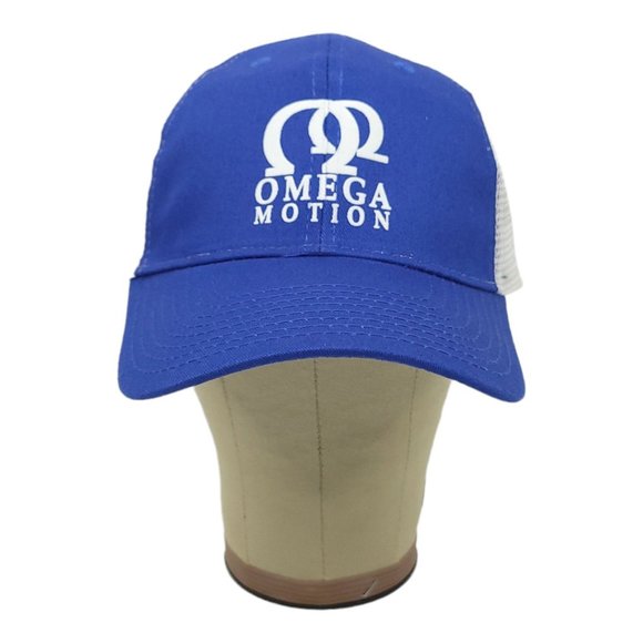 Omega Motion Mesh Strapback Cap Trucker Baseball Hat Vitronic Blue White - Picture 5 of 12
